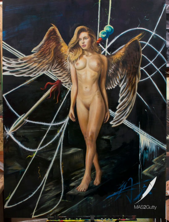 Pintura titulada "anh el atterragio" por Miguel Angel Sierra Sierra, Obra de arte original, Oleo