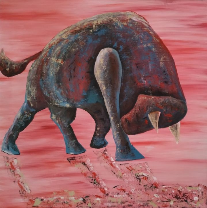 Pittura intitolato "Bull 3" da Miguel Ángel Varón Recaj, Opera d'arte originale, Acrilico