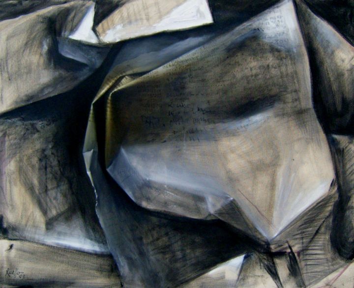 Картина под названием "BOTIN PHONE" - Miguel Esquivel Kuello, Подлинное произведение искусства, Древесный уголь