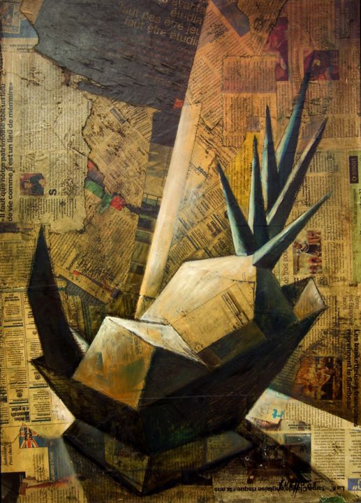 Collages titled "PINEAPPLE" by Miguel Esquivel Kuello, Original Artwork, Oil