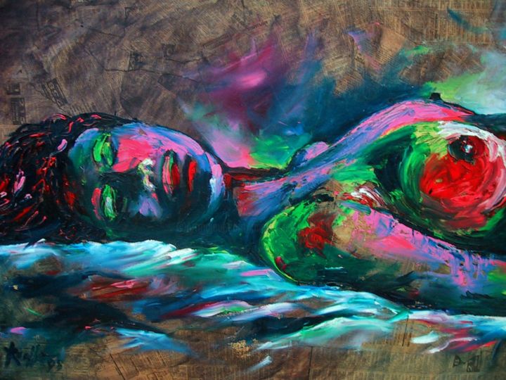 Painting titled "FULL COLOR WOMAN" by Miguel Esquivel Kuello, Original Artwork