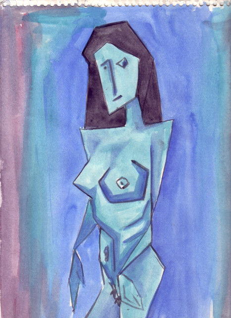 Painting titled "PICASSIANA" by Miguel Esquivel Kuello, Original Artwork, Watercolor