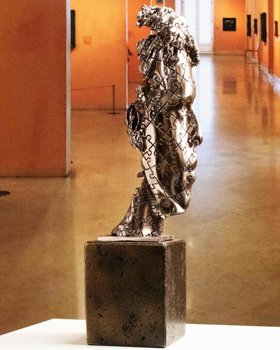 Skulptur mit dem Titel "We are an enigma Ni…" von Miguel Guía, Original-Kunstwerk, Metalle