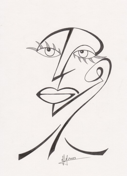 Drawing titled "Mila" by Miguel Marques, Original Artwork, Ink