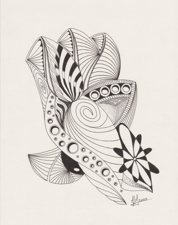 Рисунок под названием "Shells" - Miguel Marques, Подлинное произведение искусства, Чернила