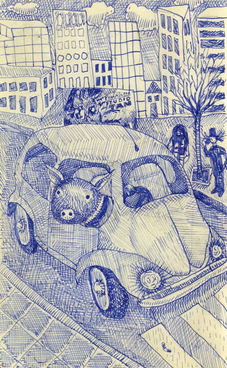 「The Adventures of G…」というタイトルの描画 Miguel Rojasによって, オリジナルのアートワーク, インク