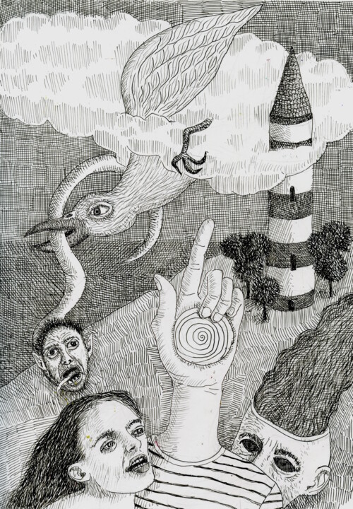 Dibujo titulada "No lo entiendo" por Miguel Rojas, Obra de arte original, Tinta
