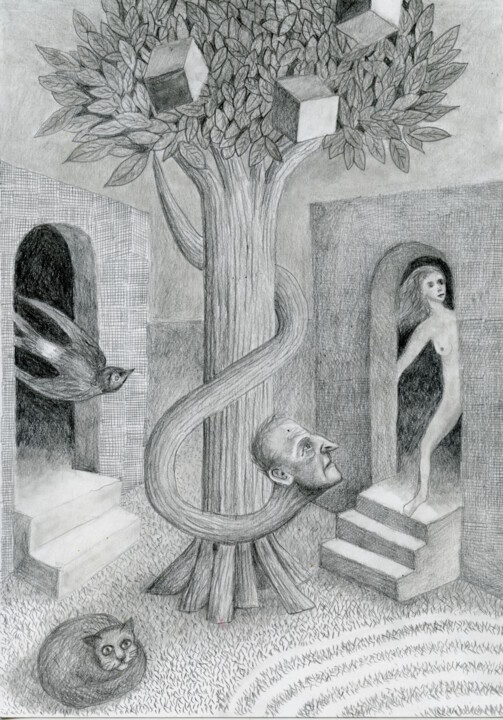 Drawing titled "El misógino" by Miguel Rojas, Original Artwork, Graphite