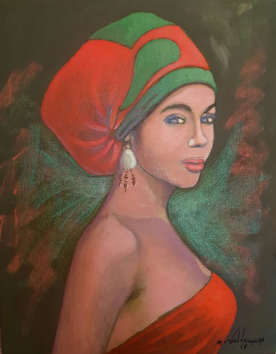 Painting titled "Señorita triny" by Miguel Valdemora, Original Artwork