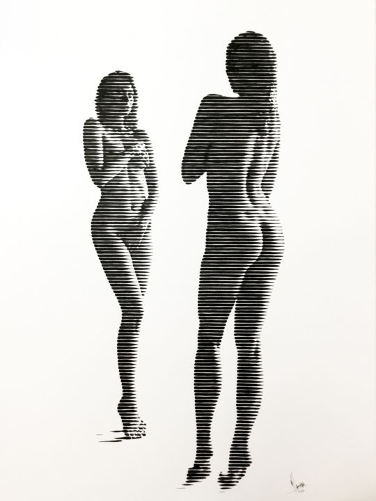 Картина под названием "Black mirror" - Miguel Angel Lozano Bonora, Подлинное произведение искусства, Акрил