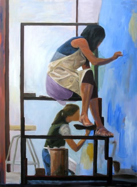Pintura titulada "Restauradoras." por Miguel Crespo, Obra de arte original, Oleo