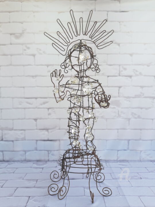 Sculpture intitulée "Escultura em Arame…" par Miguel Matos, Œuvre d'art originale, Fil de fer