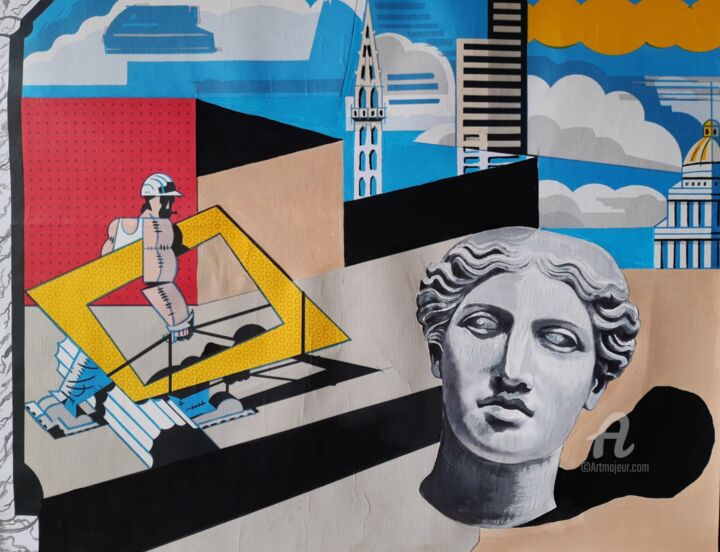 Colagens intitulada "Arquitetura Imaginá…" por Miguel Matos, Obras de arte originais, Colagens
