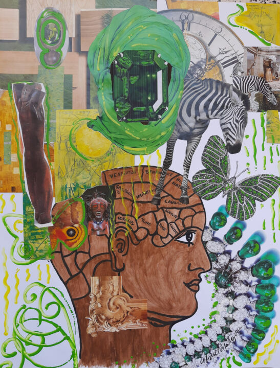 Collages intitulée "Africa Lovers" par Miguel Matos, Œuvre d'art originale, Collages