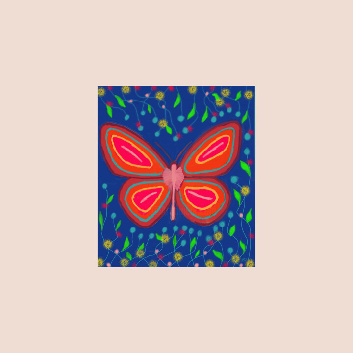 Arte digitale intitolato "Mariposa de colores" da Miguel Sanguesa, Opera d'arte originale, Pittura digitale