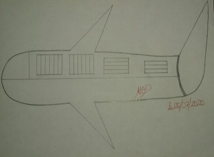 Drawing titled "Dessin d'un avion" by Dave Dawood, Original Artwork, Pencil