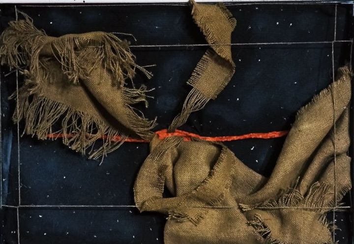 Art textile intitulée "Проект "Рождение Вс…" par V.Mihan, Œuvre d'art originale, Tissu Monté sur Panneau de bois