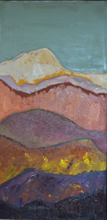 Pittura intitolato "Red Landscape Tript…" da Mihaela Constantin, Opera d'arte originale, Olio