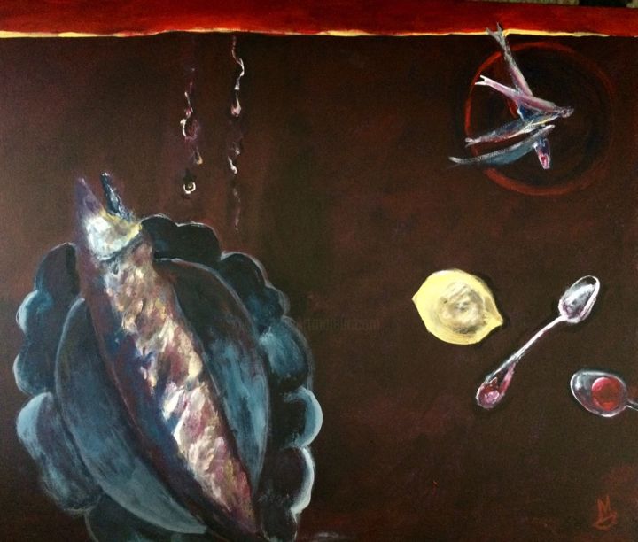 Painting titled "Fish Dish" by Mihaela Dulea, Original Artwork