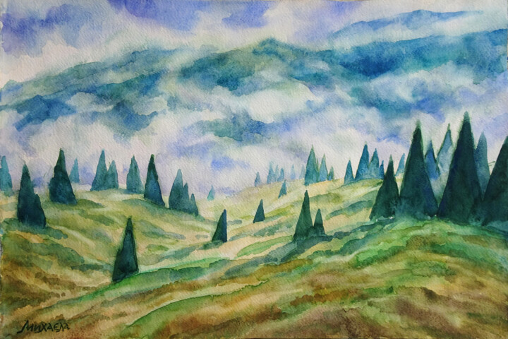Drawing titled "SOMEWHERE IN THE BA…" by Mikhaela Ivanova, Original Artwork, Watercolor