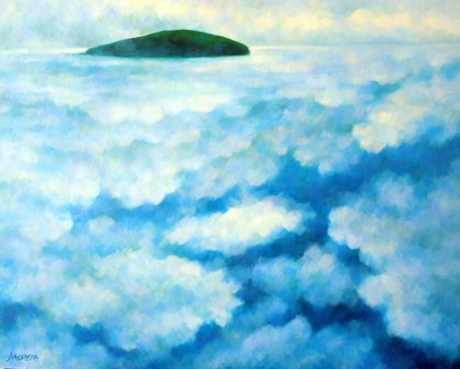 Ζωγραφική με τίτλο "Blessed island IV" από Михаела Иванова, Αυθεντικά έργα τέχνης, Λάδι Τοποθετήθηκε στο Ξύλινο φορείο σκελε…