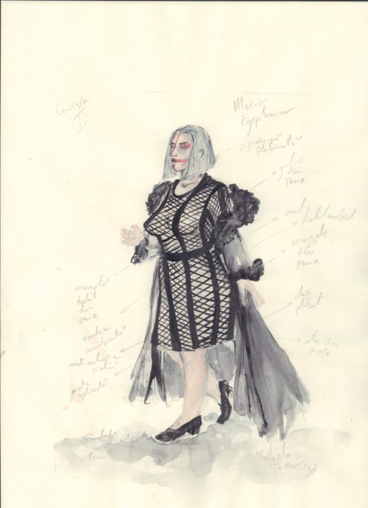 Disegno intitolato "The Mistress or The…" da Mihaela Popescu, Opera d'arte originale, Matita Montato su Altro pannello rigido