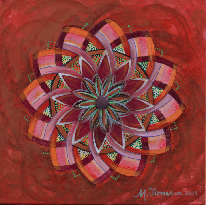 Painting titled "Mandala 3" by Mihaela Ionescu, Original Artwork, Acrylic