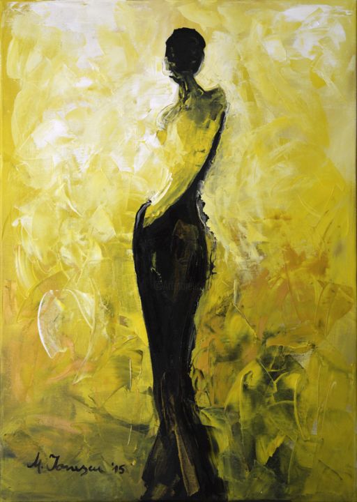 Painting titled ""Yellow Wishes"" by Mihaela Ionescu, Original Artwork, Oil