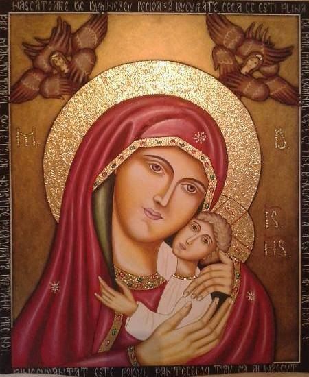 Painting titled "St Mary (Maica Domn…" by Mihaela Art, Original Artwork, Oil