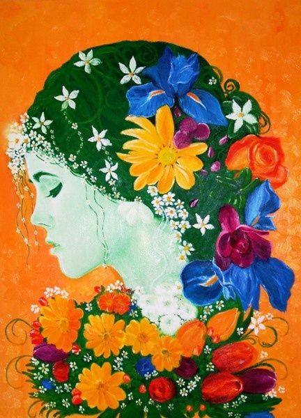 Pittura intitolato "Flora" da Ella, Opera d'arte originale, Olio