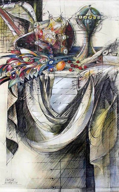 Painting titled "Artist's table" by Vintila Constantin Mihaescu, Original Artwork