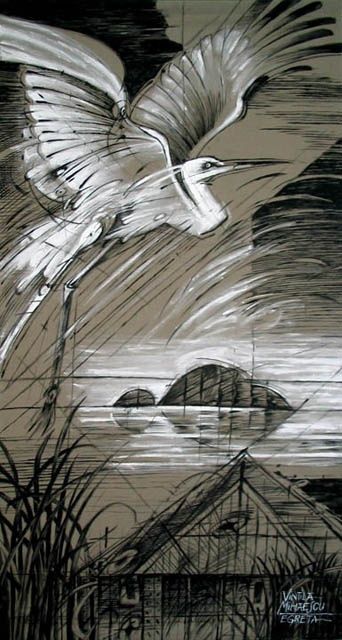 Painting titled "Egret" by Vintila Constantin Mihaescu, Original Artwork