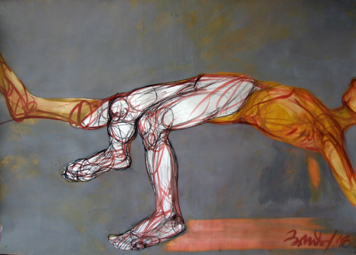 Drawing titled "Fall" by Mihai Badesku, Original Art,