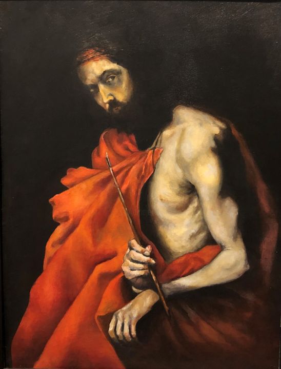 Painting titled "JESUS" by Mihai Lupu Calota, Original Artwork, Oil
