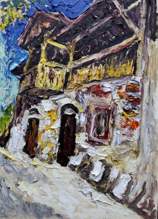 Pittura intitolato "House in Valcea" da Mihai Sarbulescu, Opera d'arte originale, Olio