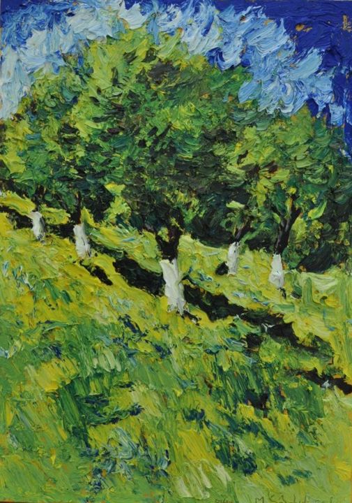 Peinture intitulée "Meadow" par Mihai Sarbulescu, Œuvre d'art originale, Huile