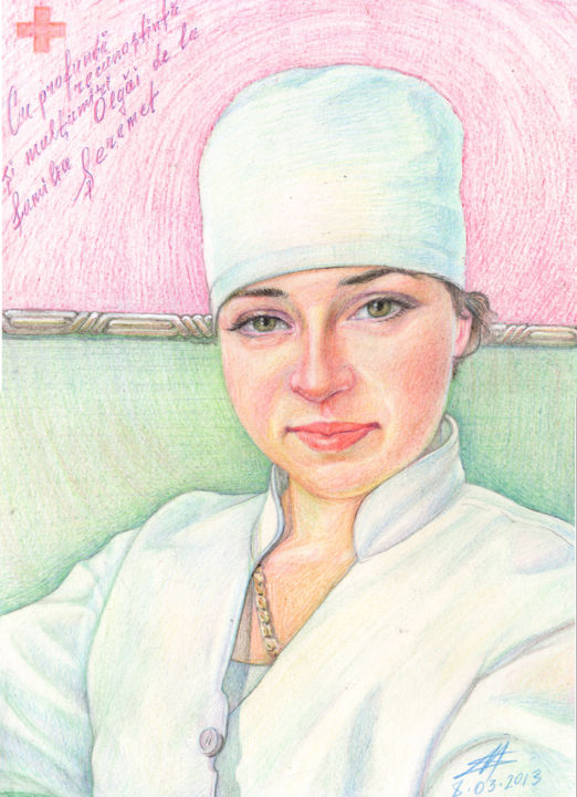 Painting titled "portret-olga-cernau…" by Mihai Seremet, Original Artwork