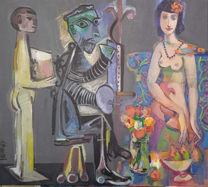 Painting titled "муза для пикассо" by Mikhail Baglaridis, Original Artwork, Acrylic