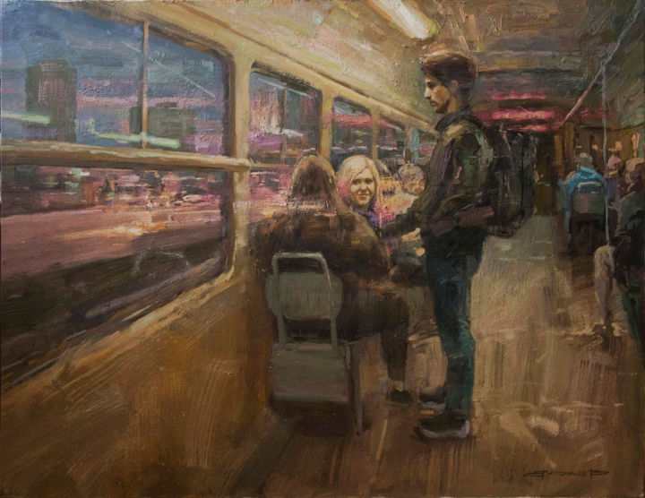 Картина под названием "Вечерний маршрут.jpg" - Mihail Vachaev, Подлинное произведение искусства