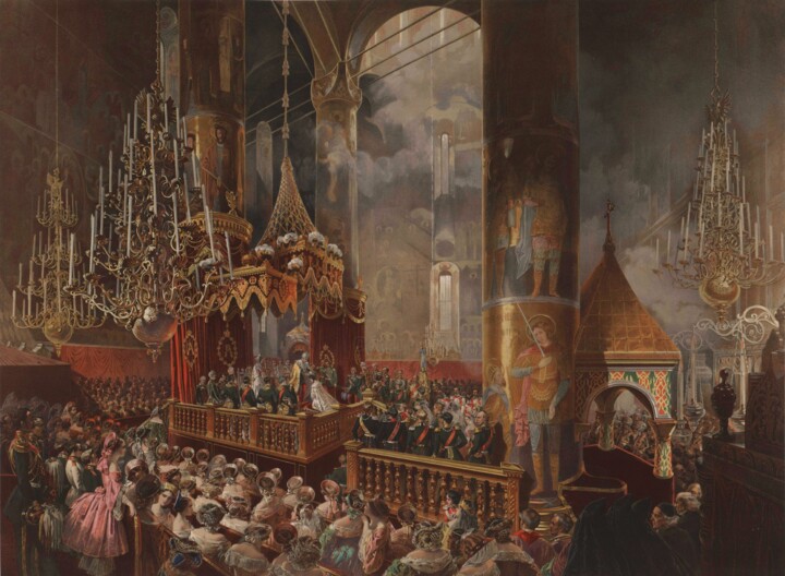 Pittura intitolato "Couronnement d'Alex…" da Mihály Zichy, Opera d'arte originale, Olio