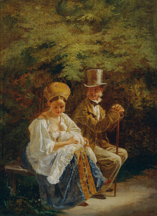 Malerei mit dem Titel "Le vieux hagard" von Mihály Zichy, Original-Kunstwerk, Öl