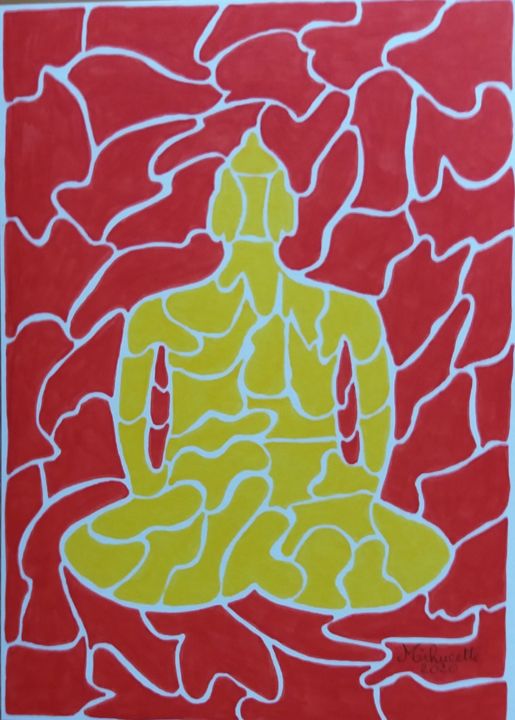 Dessin intitulée "Bouddha" par Mihucette, Œuvre d'art originale, Marqueur