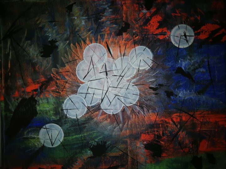 Картина под названием "Abstrait." - Sabrina Lacale, Подлинное произведение искусства, Масло