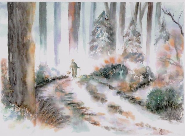 绘画 标题为“senteurs hivernales” 由Mijo Chambon, 原创艺术品, 水彩