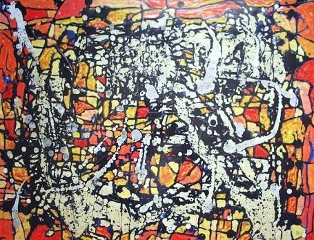 Painting titled "Mosaique" by Mik-Art, Original Artwork, Oil