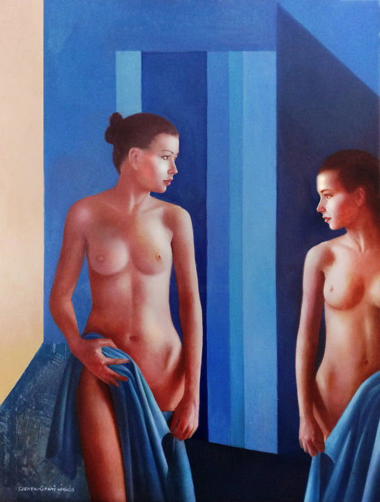 Картина под названием "Girls" - Miklós Szentgyörgyi, Подлинное произведение искусства, Масло