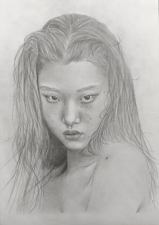 Dibujo titulada "Jeune femme asiatiq…" por Magoah, Obra de arte original, Lápiz