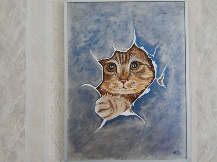 Painting titled "Chat'alors" by Mika Decapignon, Original Artwork
