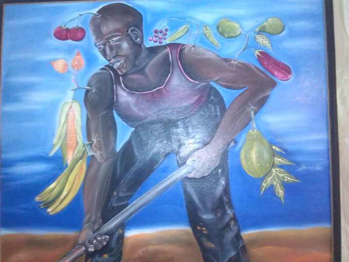 Pintura titulada "but de l'agriculture" por Mik@Rt Etongo, Obra de arte original, Oleo
