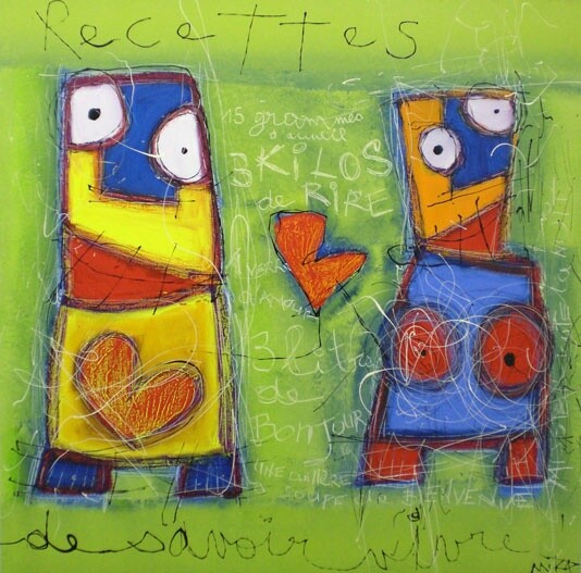 Peinture intitulée "Recettes de savoir-…" par Mika, Œuvre d'art originale